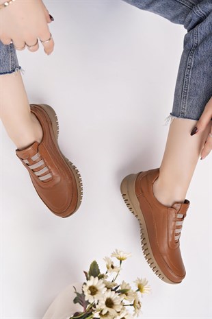 Mammamia D25KA 3455 Taba Hakiki Deri Kadın Ayakkabı