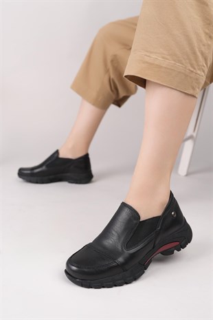 Mammamia D25KA 3480 Siyah Hakiki Deri Kadın Ayakkabı