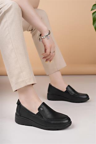 Mammamia D25YA 3235 Siyah Hakiki Deri Kadın Ayakkabı