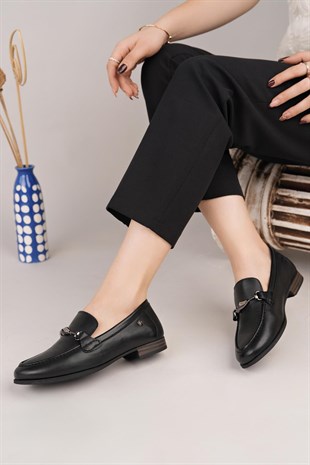 Mammamia D25YA 3320 Siyah Hakiki Deri Kadın Ayakkabı