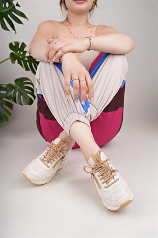 Mammamia D25YA 3495 Krem Hakiki Deri Kadın Ayakkabı