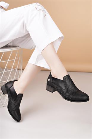 Mammamia D25YA 7150 Platin Simli Hakiki Deri Kadın Ayakkabı