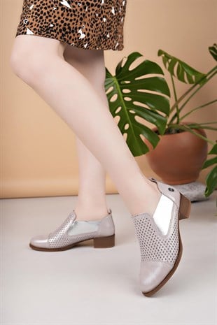 Mammamia D25YA 7150 Vizon Simli Hakiki Deri Kadın Ayakkabı