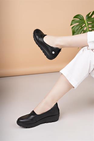 Mammamia D25YA 7450 Siyah Hakiki Deri Kadın Ayakkabı