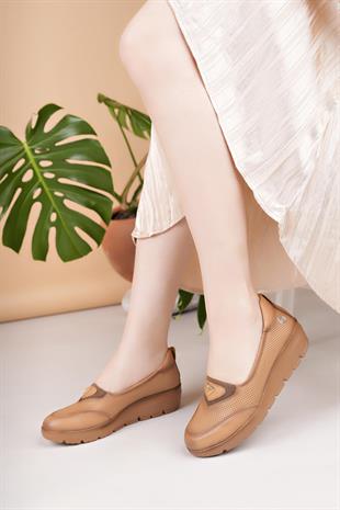 Mammamia D25YA 7450 Taba Hakiki Deri Kadın Ayakkabı