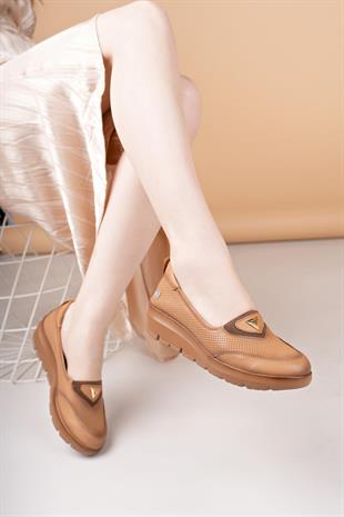 Mammamia D25YA 7450 Taba Hakiki Deri Kadın Ayakkabı