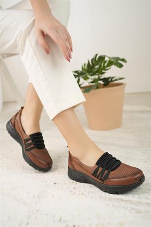 Mariotto 017 Taba Hakiki Deri Anatomik Kadın Şeker Ayakkabısı