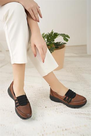 Mariotto 017 Taba Hakiki Deri Anatomik Kadın Şeker Ayakkabısı