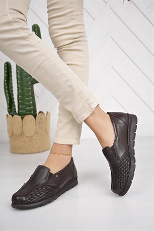 Muya 323794 Kahve Hakiki Deri 6 Nokta Kemik Çıkıntısı Ayakkabı