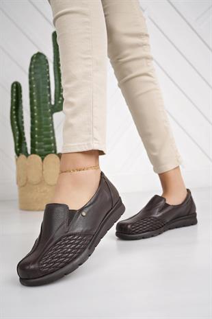 Muya 323794 Kahve Hakiki Deri 6 Nokta Kemik Çıkıntısı Ayakkabı