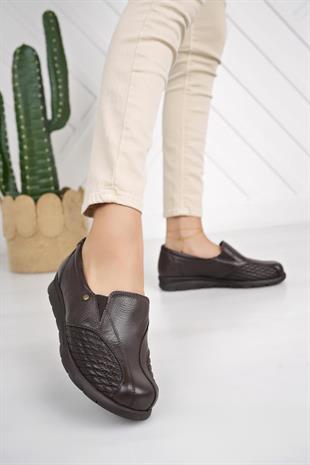 Muya 323794 Kahve Hakiki Deri 6 Nokta Kemik Çıkıntısı Ayakkabı