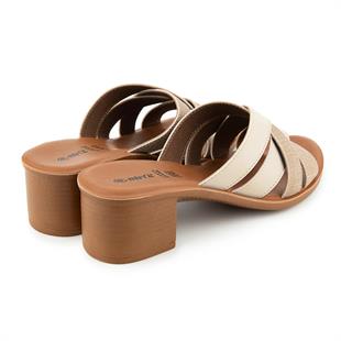 Muya Anagram 33000 Krem-Altın Topuklu Anatomik Kadın Terlik