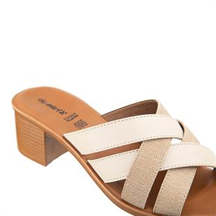 Muya Anagram 33000 Krem-Altın Topuklu Anatomik Kadın Terlik