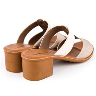 Muya Ceria 31010 Krem Topuklu Anatomik Kadın Terlik