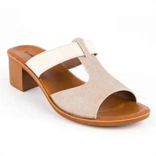 Muya Ceria 31010 Krem Topuklu Anatomik Kadın Terlik