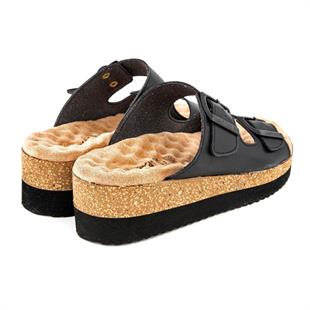 Muya Recast 33235 Siyah Tokalı Mantar Tabanlı Kadın Terlik