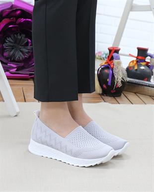 Nesil shoes Aky 055 Gri Triko Yazlık Kadın Ayakkabı
