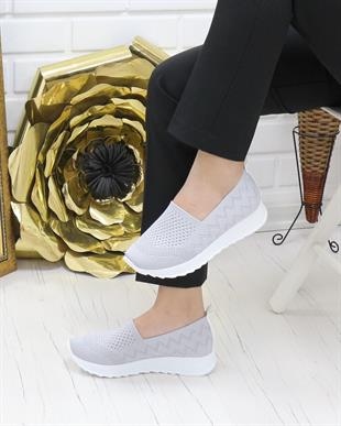 Nesil shoes Aky 055 Gri Triko Yazlık Kadın Ayakkabı
