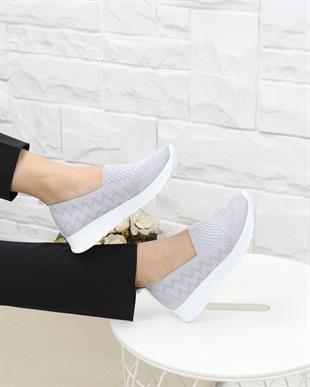Nesil shoes Aky 055 Gri Triko Yazlık Kadın Ayakkabı
