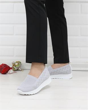 Nesil shoes Aky 055 Gri Triko Yazlık Kadın Ayakkabı