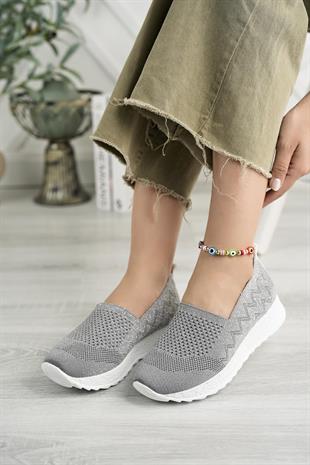 Nesil shoes Aky 055 K.Gri Triko Yazlık Kadın Ayakkabı