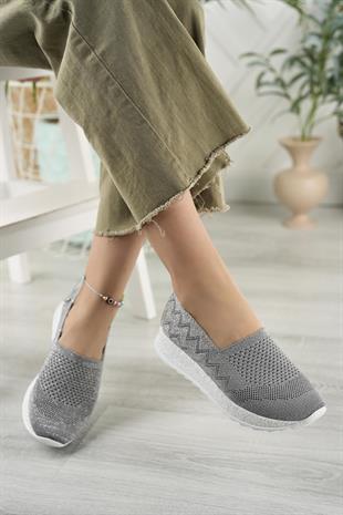 Nesil shoes Aky 055 K.Gri Triko Yazlık Kadın Ayakkabı