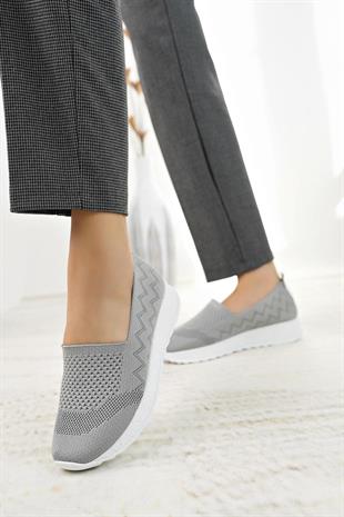 Nesil shoes Aky 055 Koyu Gri Triko Yazlık Kadın Ayakkabı