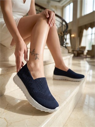 Nesil shoes Aky 055 Lacivert Triko Yazlık Kadın Ayakkabı