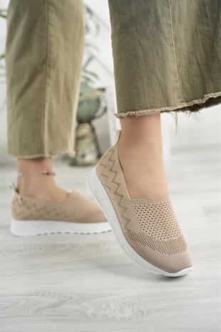 Nesil shoes Aky 055 Nude Triko Yazlık Kadın Ayakkabı