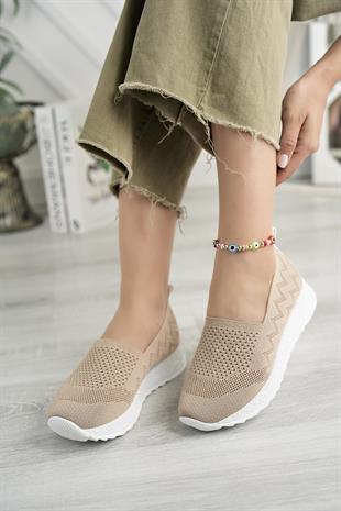 Nesil shoes Aky 055 Nude Triko Yazlık Kadın Ayakkabı
