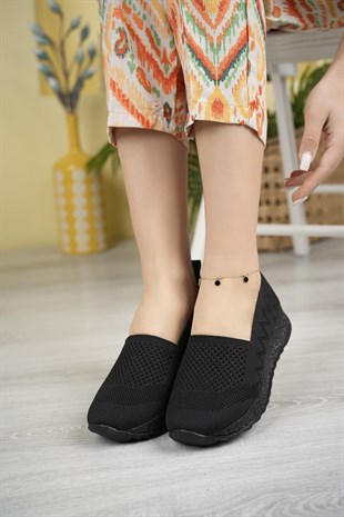 Nesil shoes Aky 055 Siyah Triko Yazlık Kadın Ayakkabı