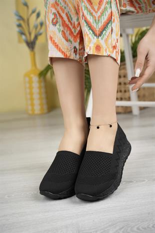 Nesil shoes Aky 055 Siyah Triko Yazlık Kadın Ayakkabı
