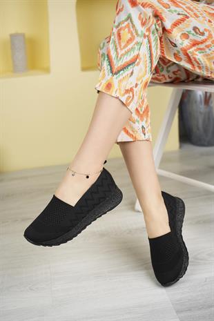 Nesil shoes Aky 055 Siyah Triko Yazlık Kadın Ayakkabı