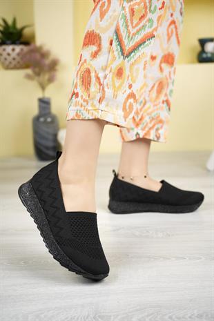 Nesil shoes Aky 055 Siyah Triko Yazlık Kadın Ayakkabı