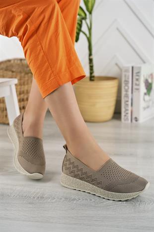 Nesil shoes Aky 055 Vizon Triko Yazlık Kadın Ayakkabı
