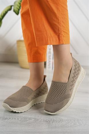 Nesil shoes Aky 055 Vizon Triko Yazlık Kadın Ayakkabı