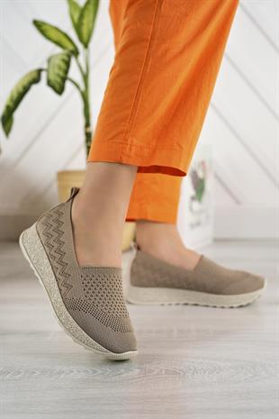 Nesil shoes Aky 055 Vizon Triko Yazlık Kadın Ayakkabı