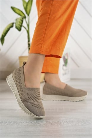 Nesil shoes Aky 055 Vizon Triko Yazlık Kadın Ayakkabı
