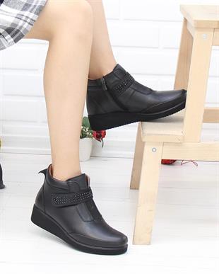 Nesil Shoes Arx 441 Siyah Hakiki Deri Günlük Kadın Bot