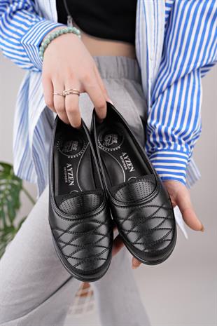 Nesil Shoes Ayzen 4019 Siyah Dolgu Topuk Kadın Ayakkabı
