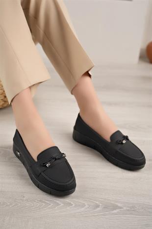 Nesil Shoes Ayzen 502 Siyah Kot Anatomik Kadın Ayakkabı