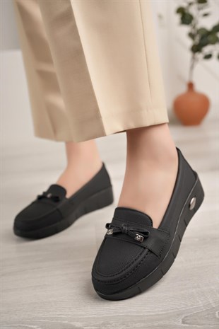 Nesil Shoes Ayzen 502 Siyah Kot Anatomik Kadın Ayakkabı