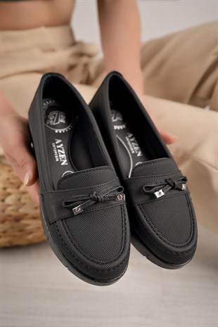 Nesil Shoes Ayzen 502 Siyah Kot Anatomik Kadın Ayakkabı
