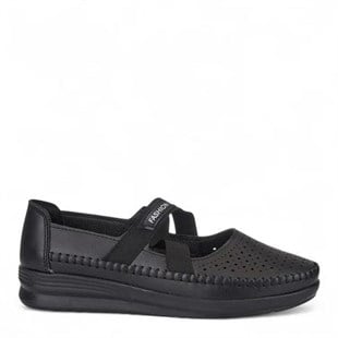 Nesil Shoes Ayzen 772 Siyah Delikli Anatomik Kadın Ayakkabı