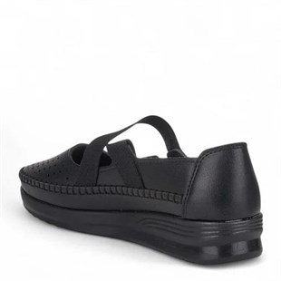 Nesil Shoes Ayzen 772 Siyah Delikli Anatomik Kadın Ayakkabı
