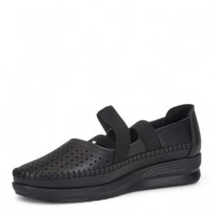 Nesil Shoes Ayzen 772 Siyah Delikli Anatomik Kadın Ayakkabı