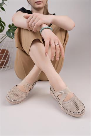 Nesil Shoes Ayzen 772 Vizon Delikli Anatomik Kadın Ayakkabı