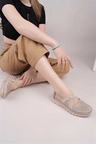 Nesil Shoes Ayzen 772 Vizon Delikli Anatomik Kadın Ayakkabı