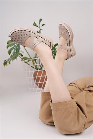 Nesil Shoes Ayzen 772 Vizon Delikli Anatomik Kadın Ayakkabı