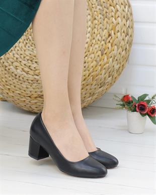 Nesil Shoes Bln 110 Siyah Kumaş Günlük Topuklu Kadın Ayakkabı